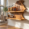 Wynthorne Live Edge Handcrafted Floating Wine Shelf Teak - Timberustic Floating Wine Shelf