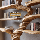 Wyrmroot Handcrafted Solid Wood Tree Bookshelf - Timberustic Tree Bookshelf