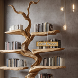 Wyrmroot Handcrafted Solid Wood Tree Bookshelf - Timberustic Tree Bookshelf