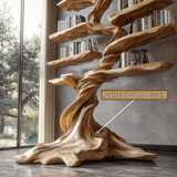 Wyrmroot Handcrafted Solid Wood Tree Bookshelf - Timberustic Tree Bookshelf