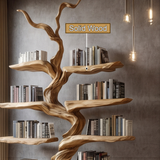 Wyrmroot Handcrafted Solid Wood Tree Bookshelf - Timberustic Tree Bookshelf