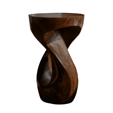 Xavionis Solid Wood Sculpted Pedestal Stand Dark Walnut - Timberustic Pedestal Stand