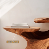 Xylora Sculpted Solid Wood Record Player Stand SPA835753 - Timberustic Record Player Stand With Storage