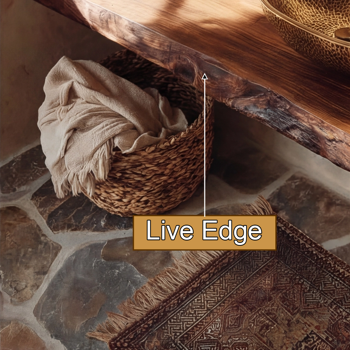 Zavaro Handcrafted Live Edge Solid Wood Floating Bathroom Vanity SPA245625 - Timberustic Floating Bathroom Vanity
