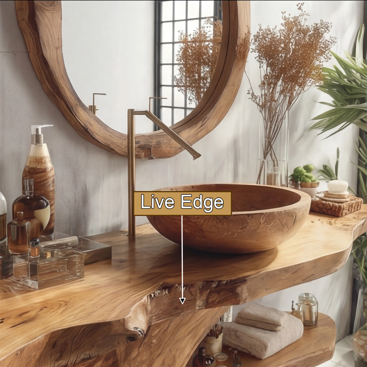 Zavero Sculpted Solid Wood Freestanding Bathroom Vanity with Shelves - Timberustic Freestanding Bathroom Vanity with Shelves