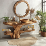 Zavero Sculpted Solid Wood Freestanding Bathroom Vanity with Shelves - Timberustic Freestanding Bathroom Vanity with Shelves