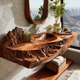 Zavion Textured Carved Solid Wood Floating Bathroom Vanity with Integrated Sink - Timberustic Floating Bathroom Vanity with Integrated Sink