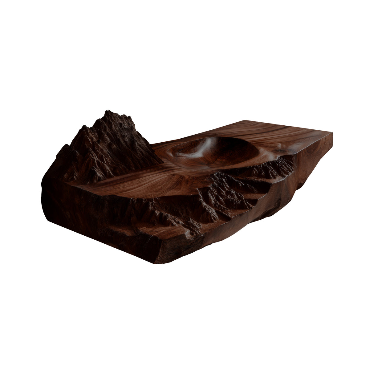 Zavion Textured Carved Solid Wood Floating Bathroom Vanity with Integrated Sink Dark Walnut - Timberustic Floating Bathroom Vanity with Integrated Sink