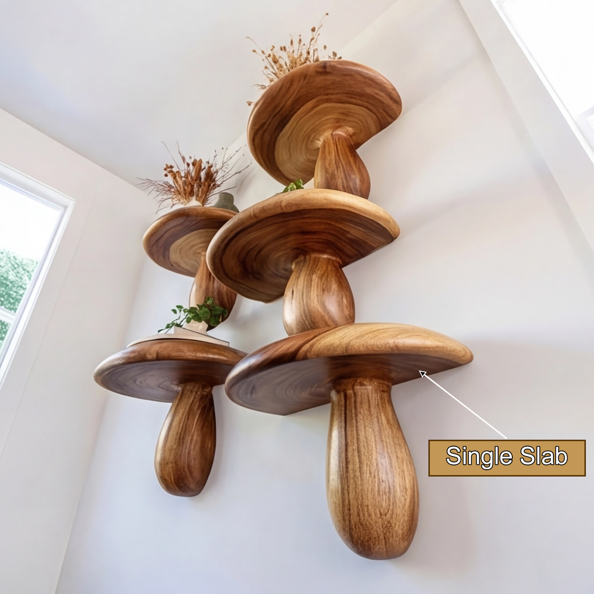 Zenvira Mushroom Solid Wood Floating Shelf SPA184760 - Timberustic Floating Shelf