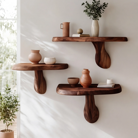 Zenvor Mushroom Solid Wood Floating Shelf SPA841682 - Timberustic Floating Shelf