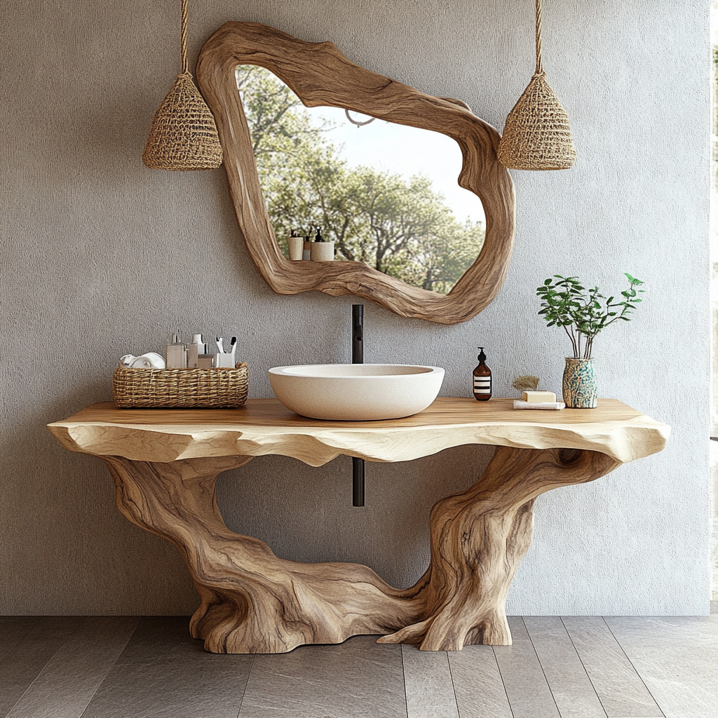 Zenvor Rootform Solid Wood Freestanding Bathroom Vanity SPA231876 - Timberustic Freestanding Bathroom Vanity