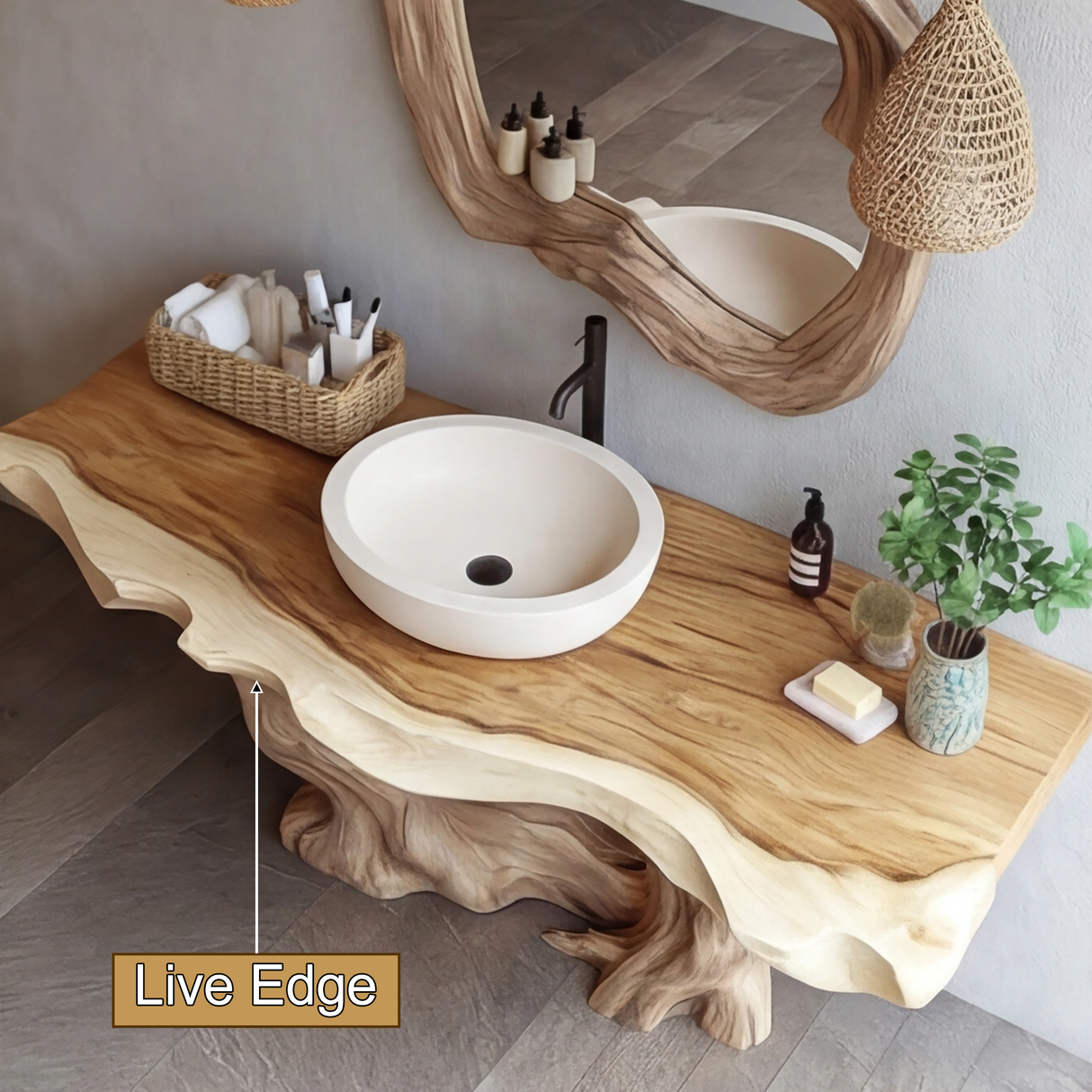 Zenvor Rootform Solid Wood Freestanding Bathroom Vanity SPA231876 - Timberustic Freestanding Bathroom Vanity