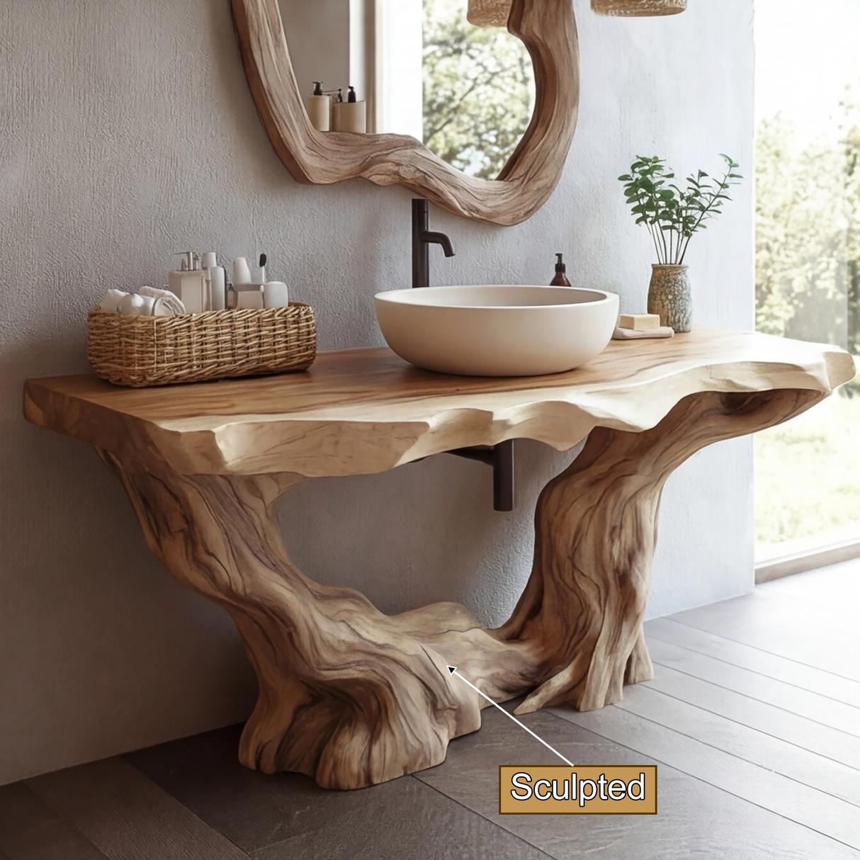 Zenvor Rootform Solid Wood Freestanding Bathroom Vanity SPA231876 - Timberustic Freestanding Bathroom Vanity