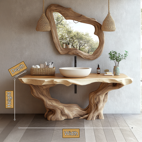 Zenvor Rootform Solid Wood Freestanding Bathroom Vanity SPA231876 - Timberustic Freestanding Bathroom Vanity