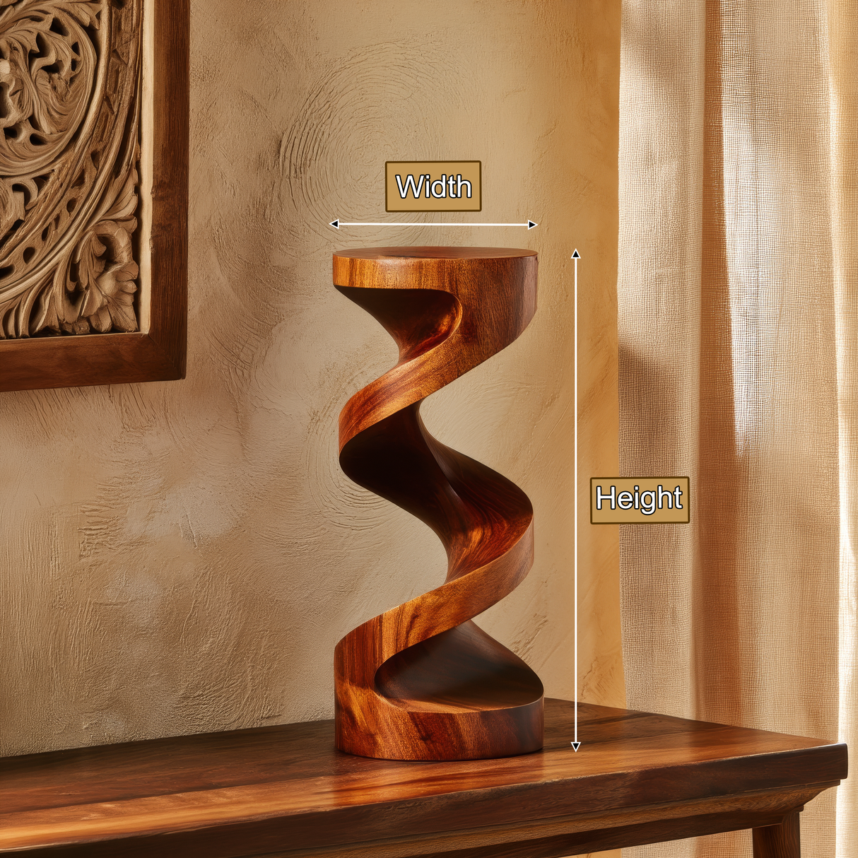 Zenvor Sculpted Solid Wood Pedestal Stand - Timberustic Pedestal Stand