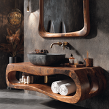 Zenvora Handcrafted Solid Wood Floating Bathroom Vanity with Open Storage - Timberustic Floating Bathroom Vanity with Open Storage