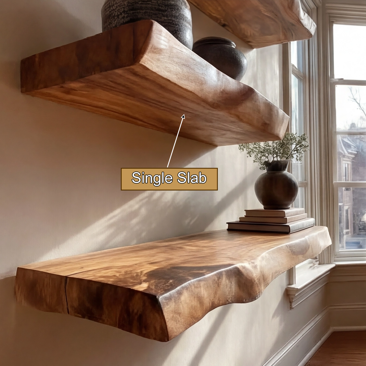 Zenvora Live Edge Solid Wood Floating Shelf SPA965832 - Timberustic Floating Shelf