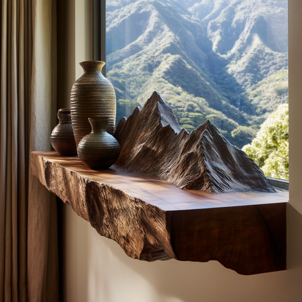 Zenvyra Live Edge Solid Wood Mountain Floating Shelf - Timberustic Floating Shelf