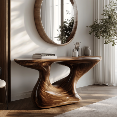 Zepharic Sculpted Solid Wood Console Table - Timberustic Console Table
