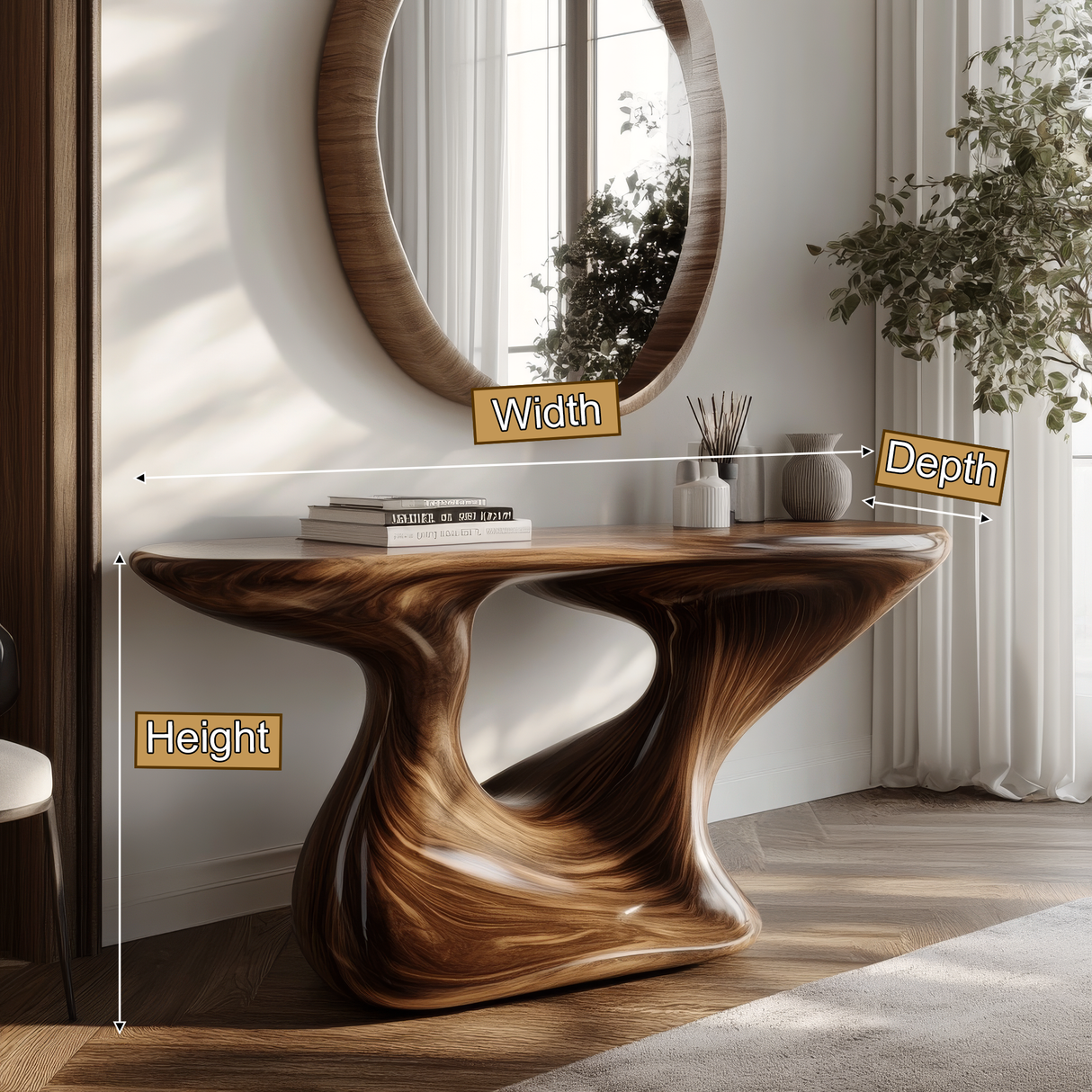 Zepharic Sculpted Solid Wood Console Table - Timberustic Console Table