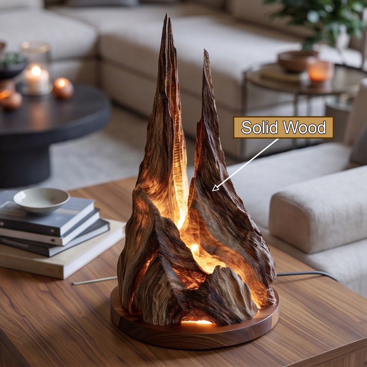Zepharion Sculpted Solid Wood Mountain Table Lamp SPA892934