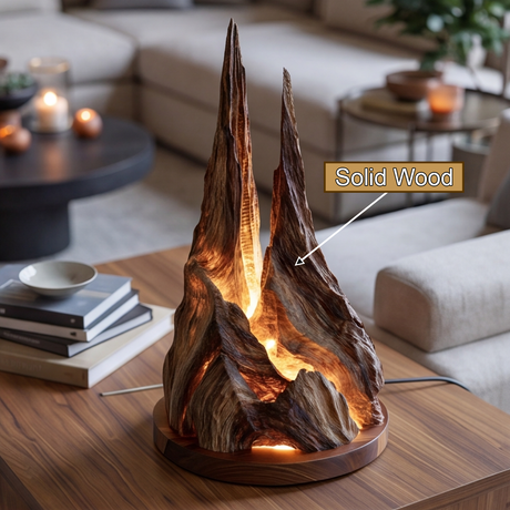 Zepharion Sculpted Solid Wood Mountain Table Lamp SPA892934 - Timberustic Table Lamp