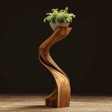 Zepharion Sculpted Solid Wood Pedestal Stand - Timberustic Pedestal Stand