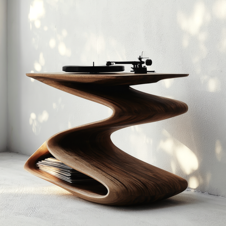 Zephorin Handcrafted Solid Wood Record Player Stand - Timberustic Record Player Stand With Storage