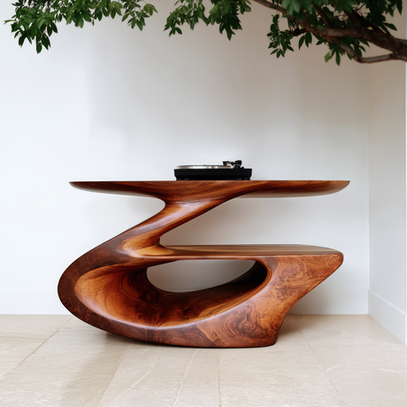 Zephyros Handcrafted Solid Wood Record Player Stand SPA025623 - Timberustic Record Player Stand With Storage