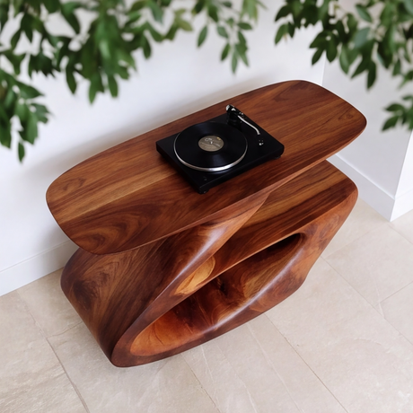 Zephyros Handcrafted Solid Wood Record Player Stand SPA025623 - Timberustic Record Player Stand With Storage