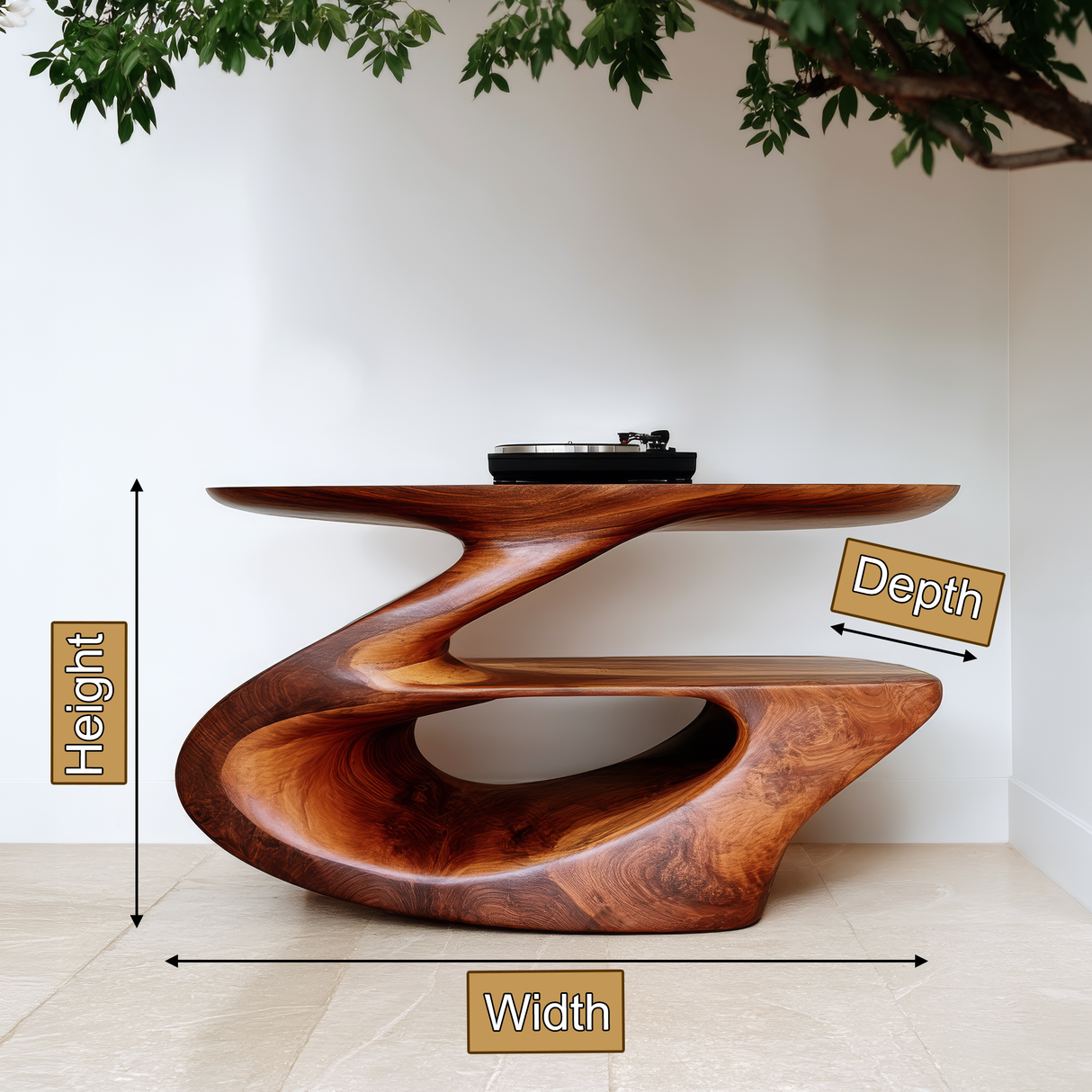 Zephyros Handcrafted Solid Wood Record Player Stand SPA025623 - Timberustic Record Player Stand With Storage