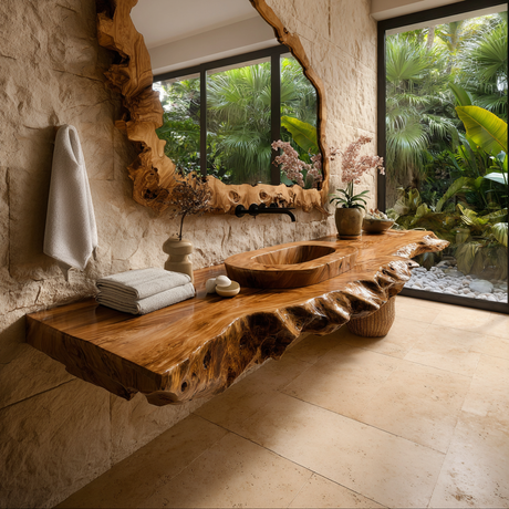 Zerano Live Edge Solid Wood Floating Bathroom Vanity SPA304290 - Timberustic Floating Bathroom Vanity
