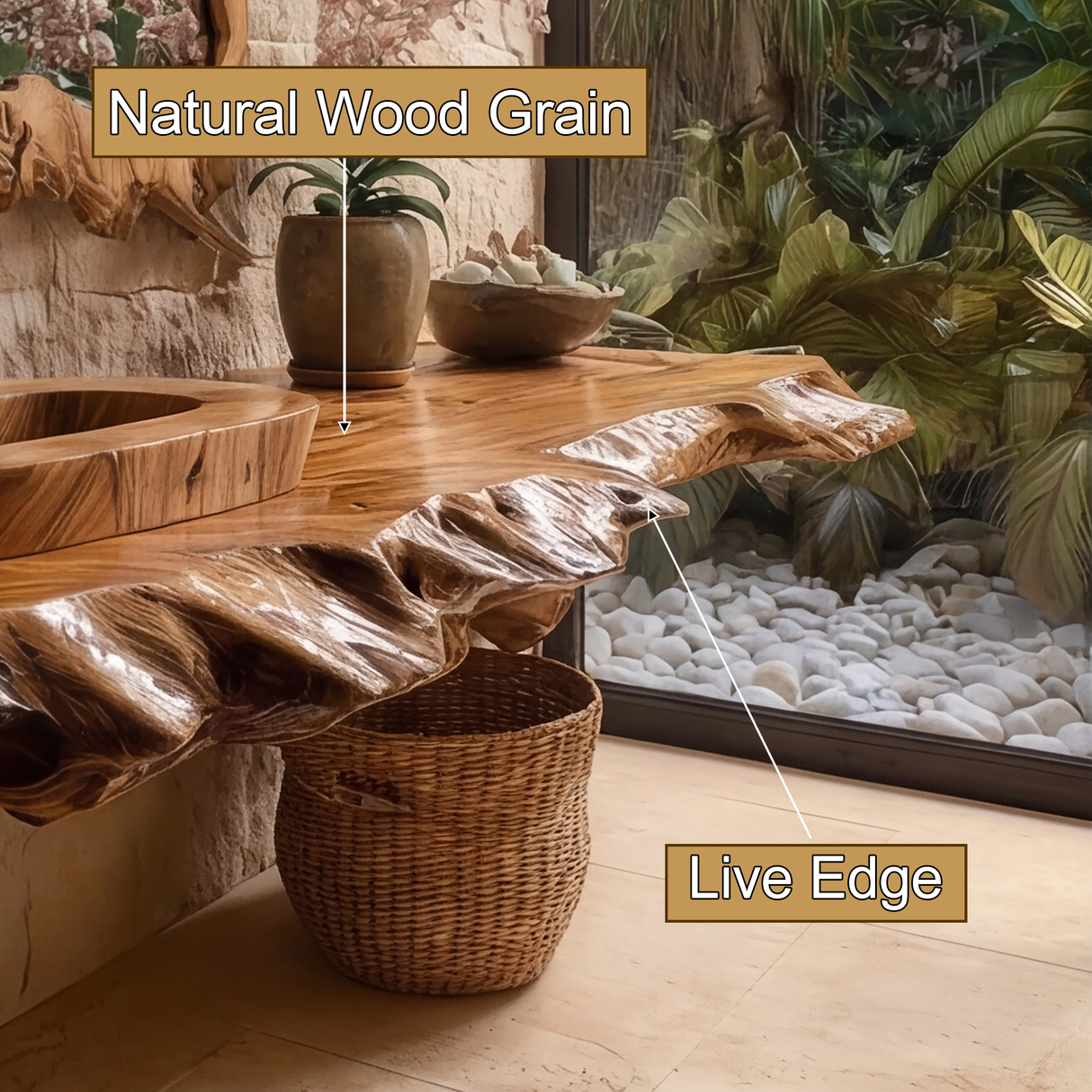 Zerano Live Edge Solid Wood Floating Bathroom Vanity SPA304290 - Timberustic Floating Bathroom Vanity