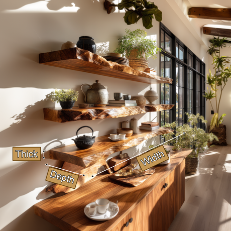 Zerano Live Edge Solid Wood Floating Shelf SPA652349 - Timberustic Floating Shelf