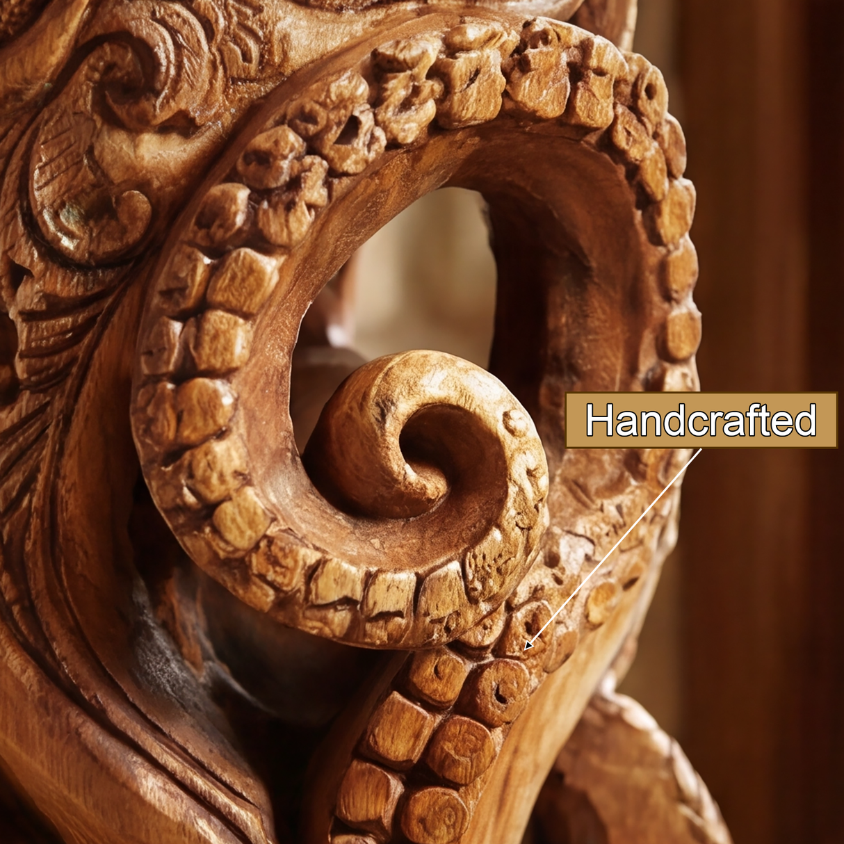 Zerano Sculpted Solid Wood Pedestal Stand - Timberustic Pedestal Stand