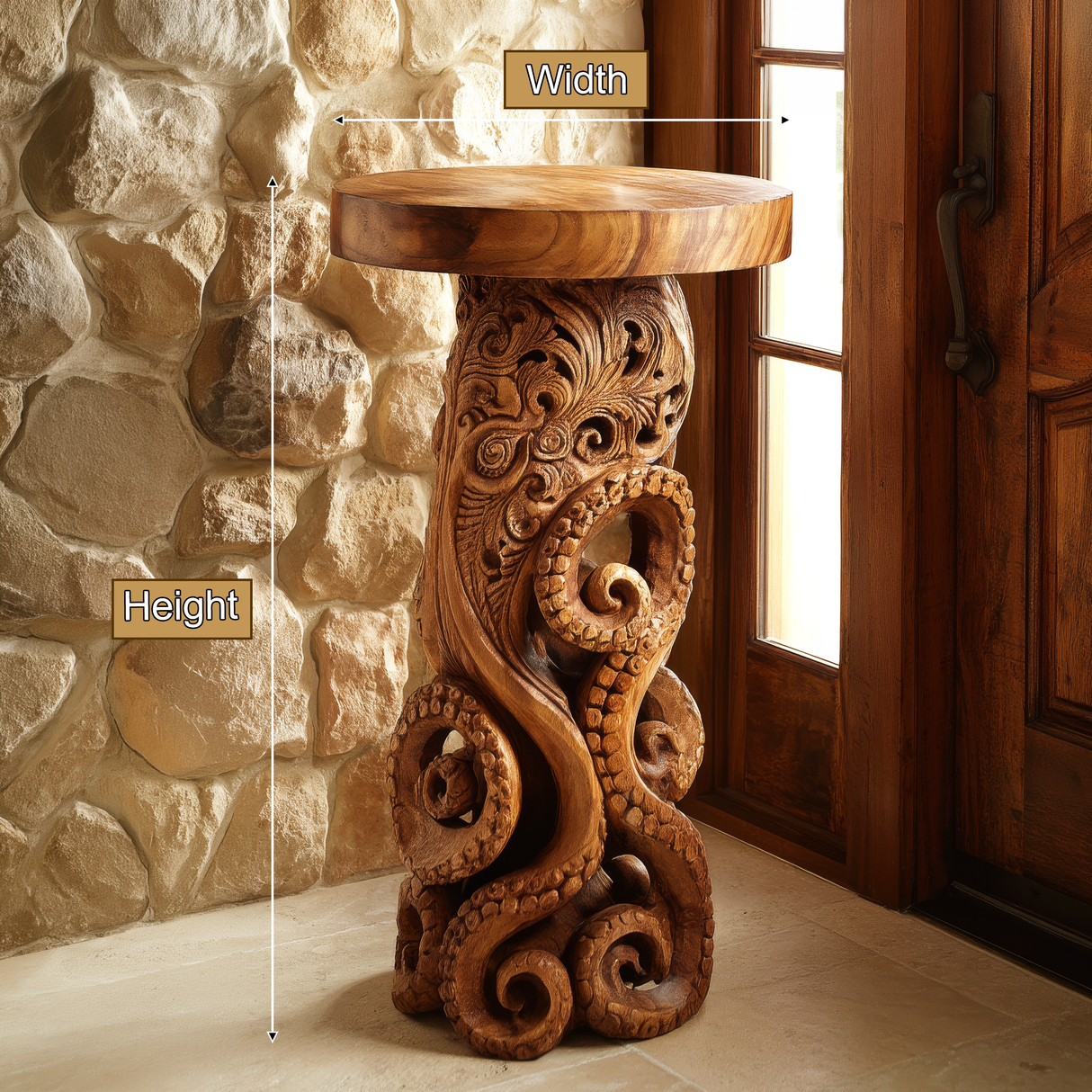 Zerano Sculpted Solid Wood Pedestal Stand - Timberustic Pedestal Stand