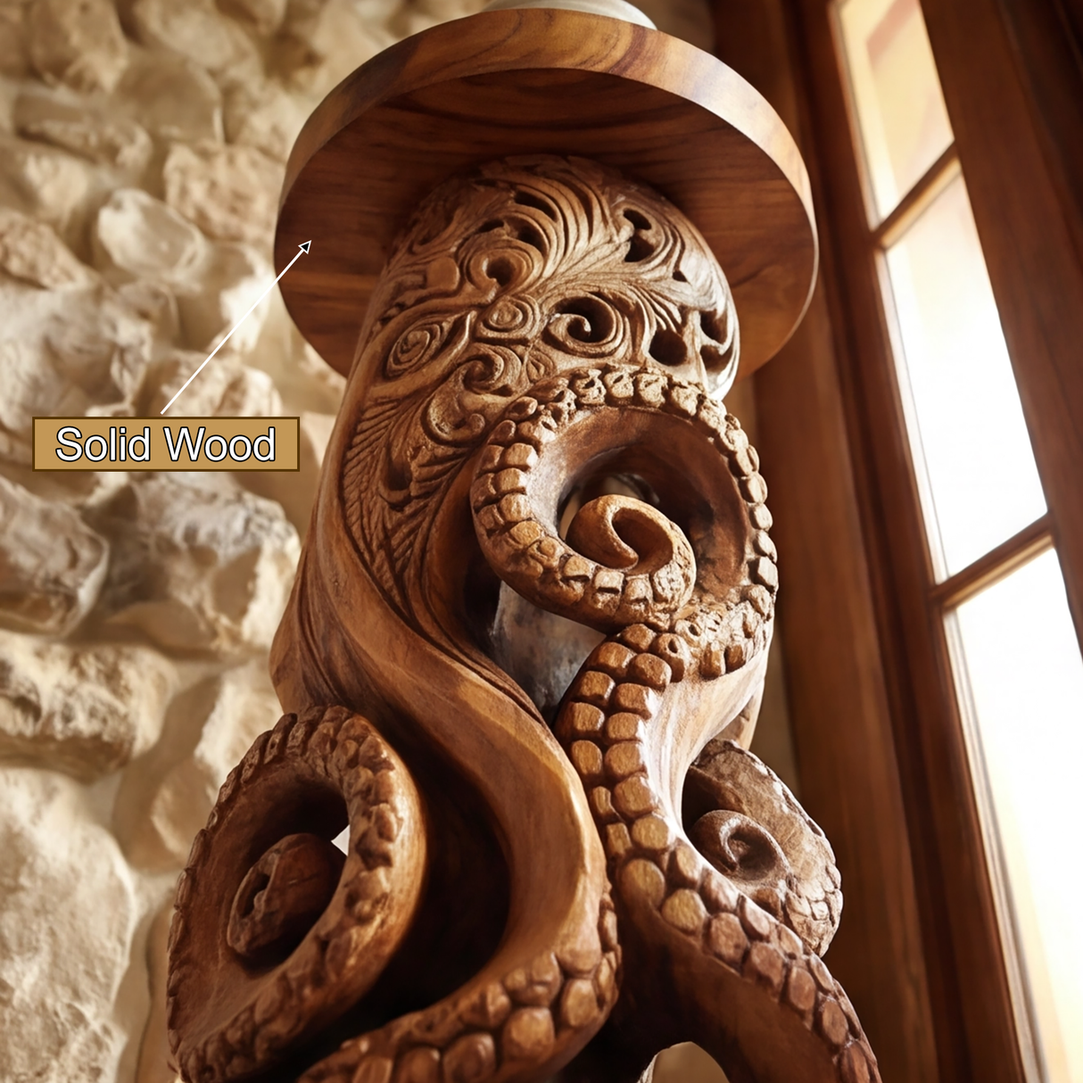 Zerano Sculpted Solid Wood Pedestal Stand - Timberustic Pedestal Stand