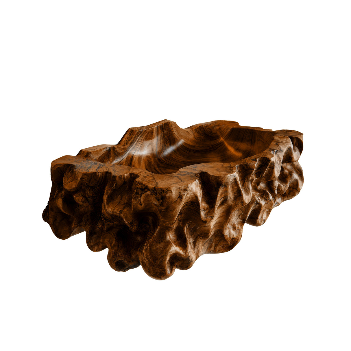 Zerath Sculpted Solid Wood Vessel Sink Brown - Timberustic Vessel Sinks
