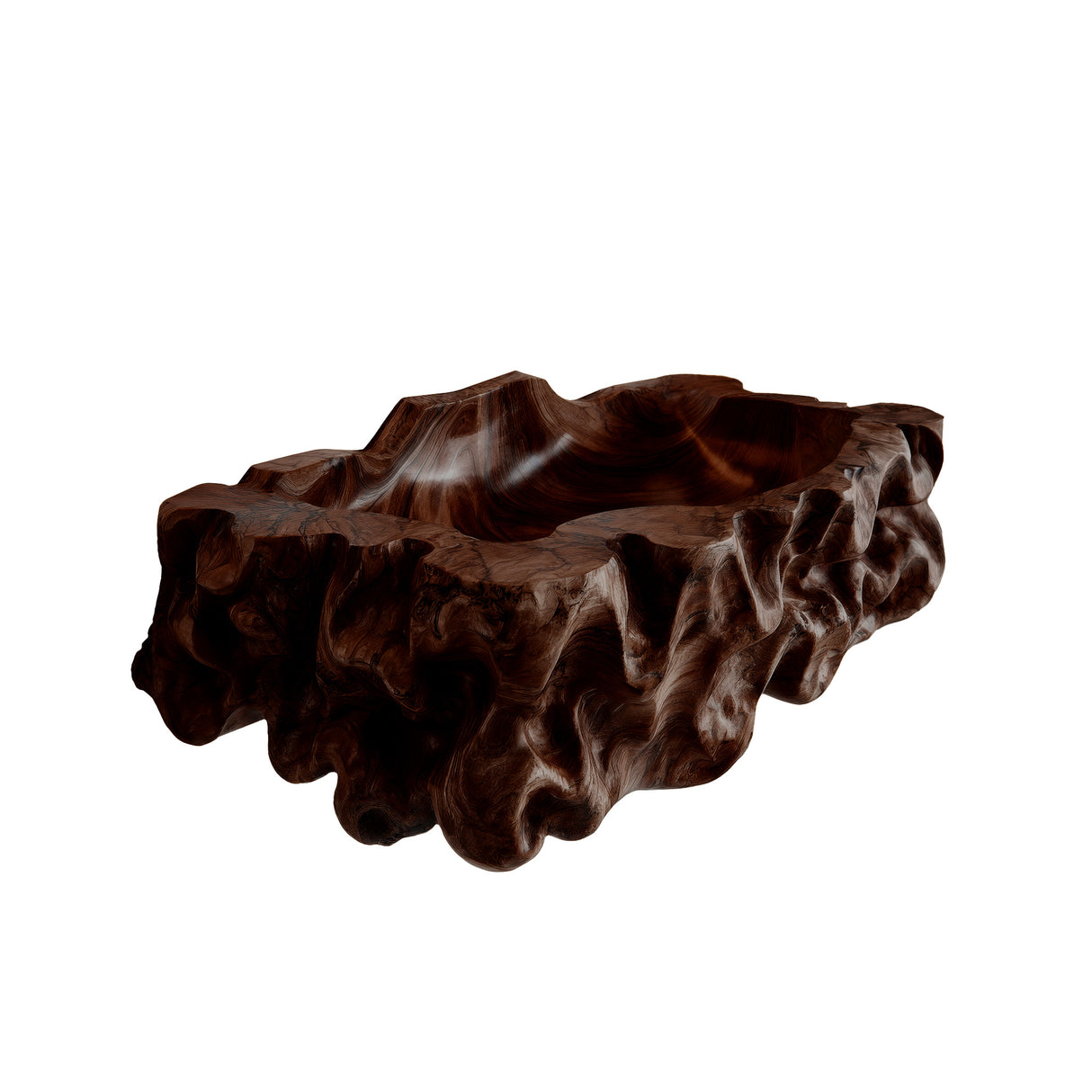 Zerath Sculpted Solid Wood Vessel Sink Dark Walnut - Timberustic Vessel Sinks