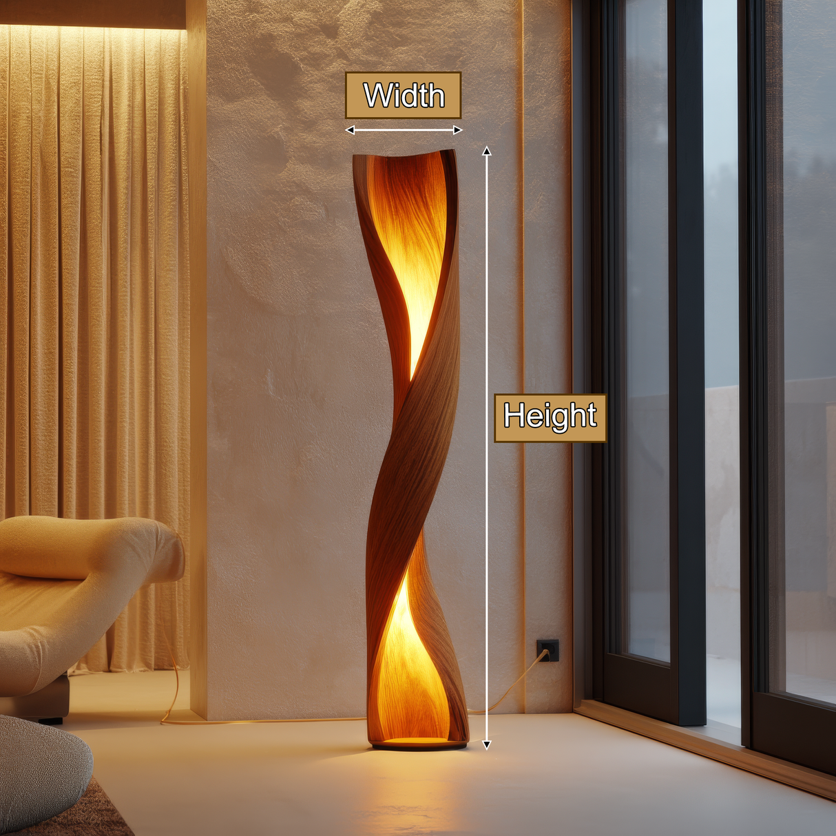 Zerathis Sculpted Integrated LED Wood Floor Lamp - Timberustic Floor Lamp