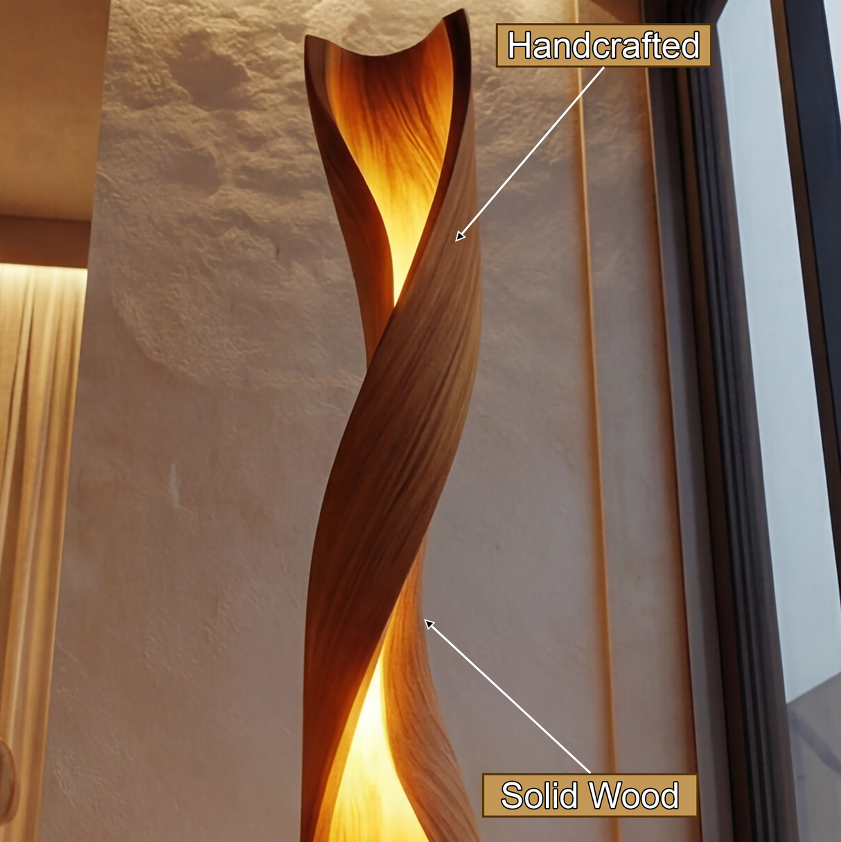 Zerathis Sculpted Integrated LED Wood Floor Lamp - Timberustic Floor Lamp