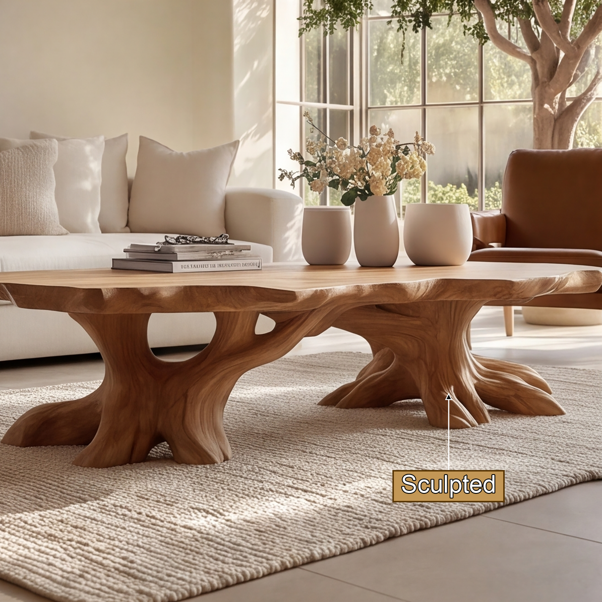 Zerathis Sculpted Solid Wood Coffee Table SPA264534 - Timberustic Coffee Table