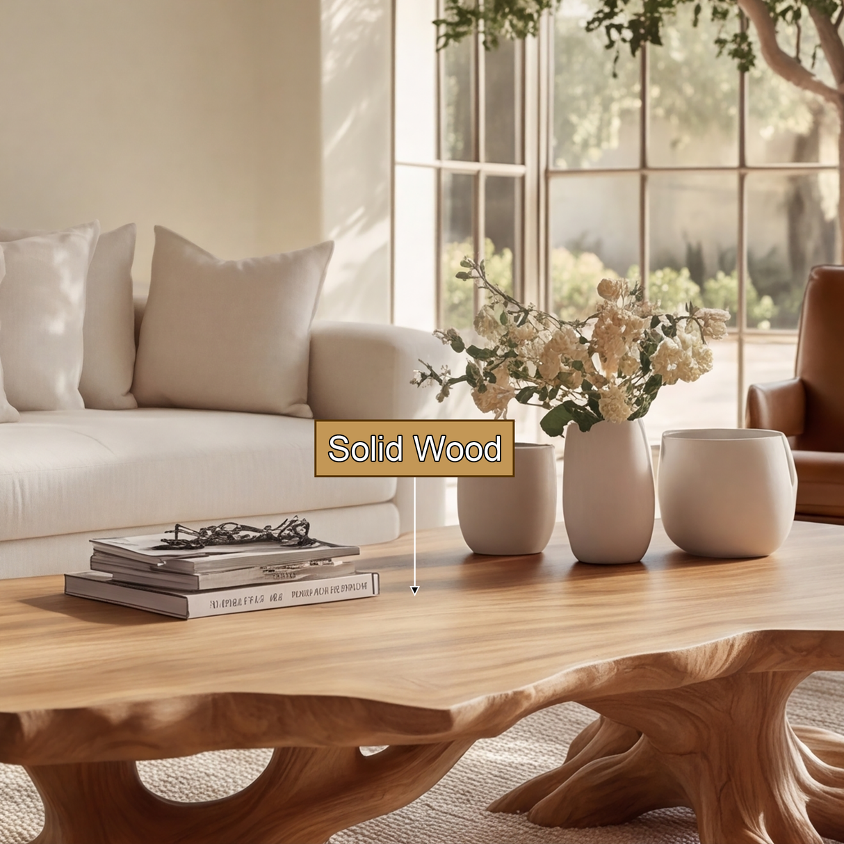Zerathis Sculpted Solid Wood Coffee Table SPA264534 - Timberustic Coffee Table