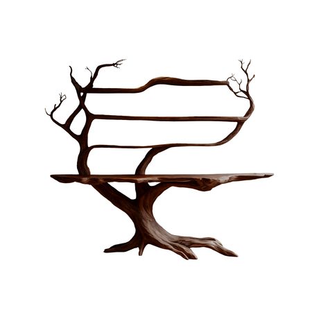 Zerathis Sculpted Solid Wood Console Table with Shelves Dark Walnut - Timberustic Console Table with Shelves