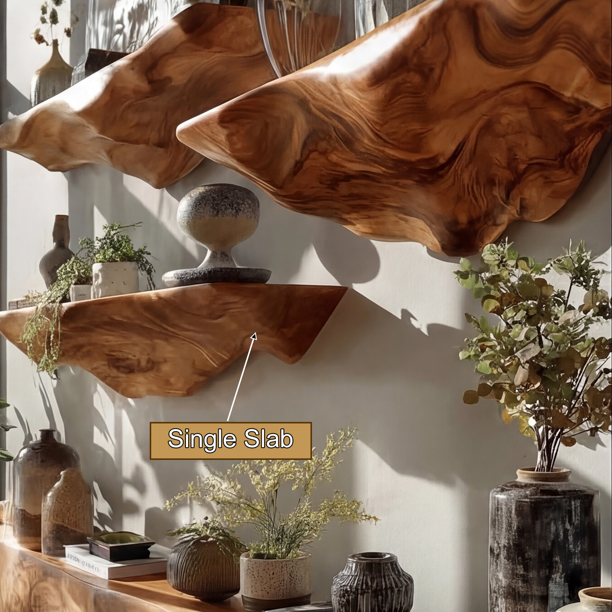 Zerava Sculpted Solid Wood Floating Shelf SPA984560 - Timberustic Floating Shelf