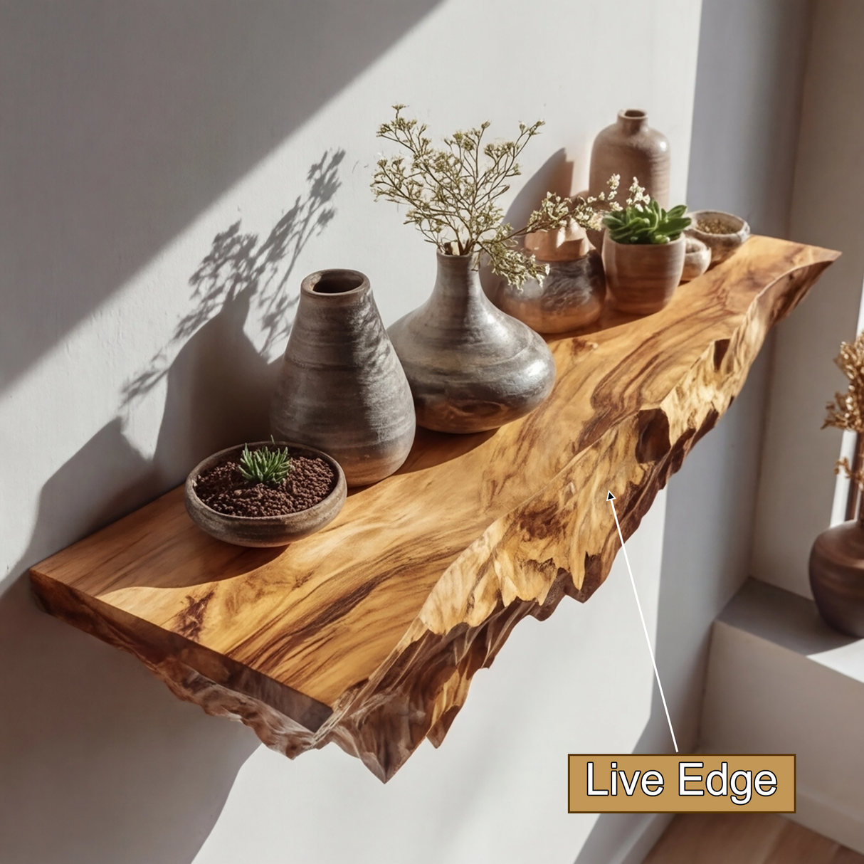 Zeravik Live Edge Solid Wood Mountain Floating Shelf SPA454538 - Timberustic Floating Shelf