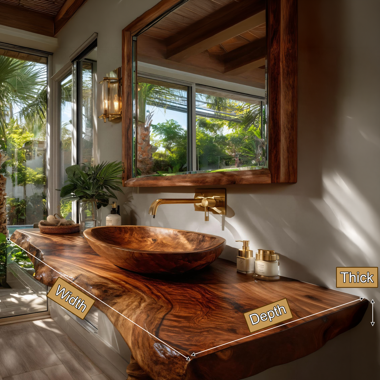 Zeravon Live Edge Solid Wood Floating Bathroom Vanity SPA751828 - Timberustic Floating Bathroom Vanity