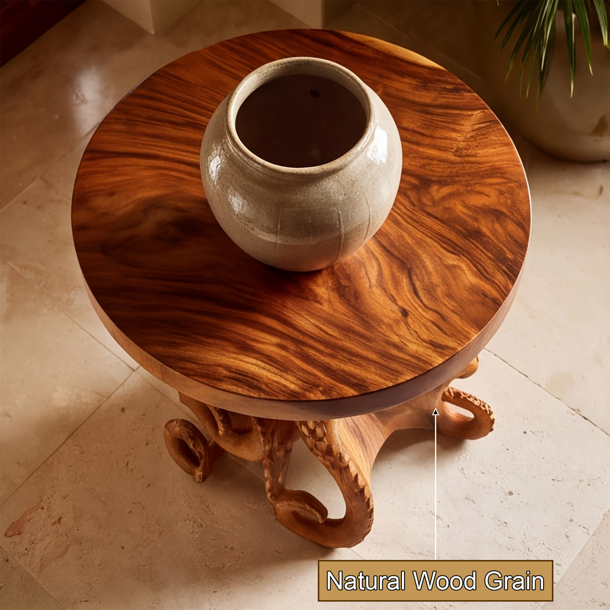 Zeravon Sculpted Solid Wood Pedestal Stand SPA782134