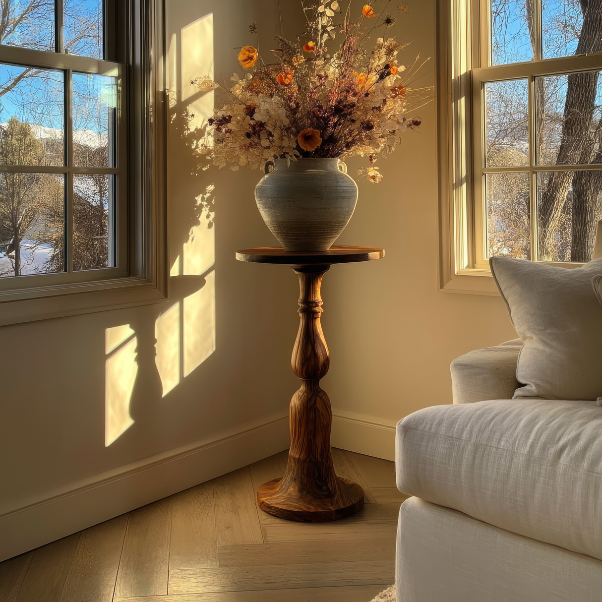Zeravyn Solid Wood Pedestal Stand - Timberustic Pedestal Stand