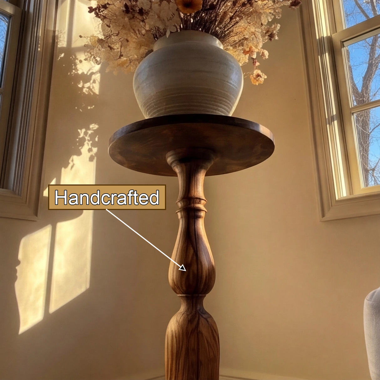 Zeravyn Solid Wood Pedestal Stand - Timberustic Pedestal Stand